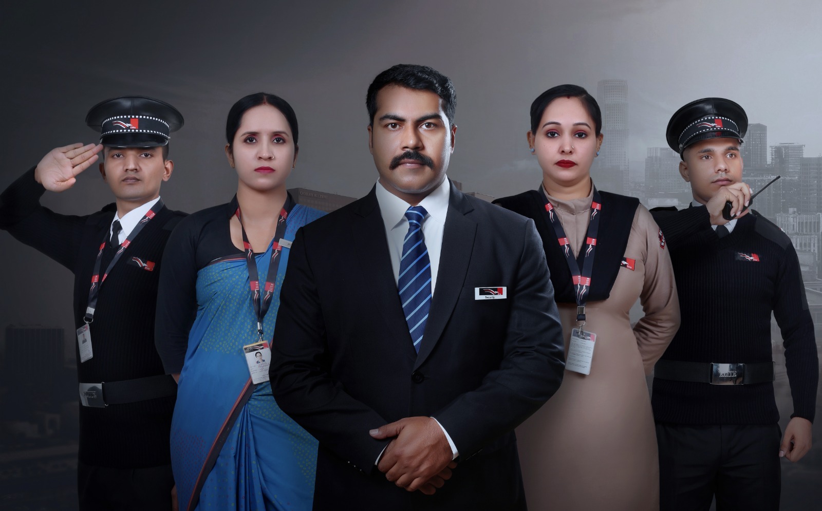 Elite security personnel assembled on site
